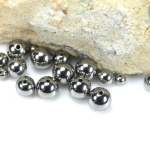 Germanium plain round shiny anthracite 5-8mm, 1 bead