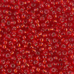 Miyuki Rocailles 8-10 rosso fuoco argentato 9,9 g
