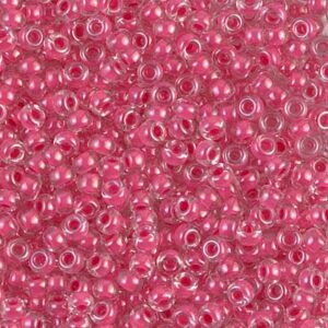 Miyuki Rocailles 8-208 carnation pink lined crystal 9.9g