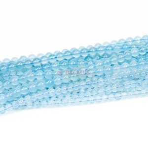 A-grade aquamarine balls 6 – 8 mm, 1 strand