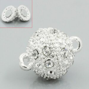 Magnetic clasp ball with rhinestones 12mm