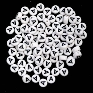 A letter beads white plastic 7×4 mm