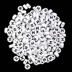 Perles lettre H plastique blanc 7×4 mm