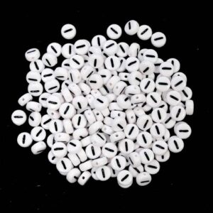 Perles lettre I en plastique blanc 7×4 mm