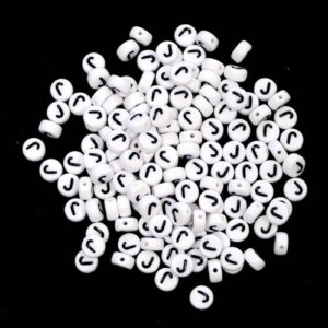 J letter beads white plastic 7×4 mm