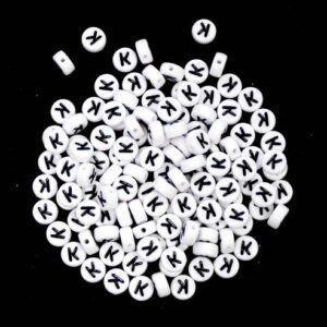 K Buchstabenperlen Weiß Kunststoff 7×4 mm
