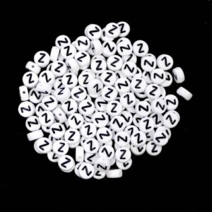 Z Buchstabenperlen Weiß Kunststoff 7×4 mm