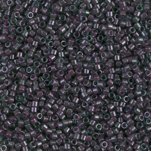 Delica Beads by Miyuki DB0279 cranberry lined emerald luster 5g