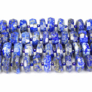Lapis lazuli rondelle faceted 7 x 15 mm, 1 strand