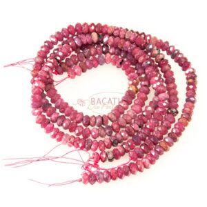 Ruby rondelle faceted 5 x 8 mm, 1 strand