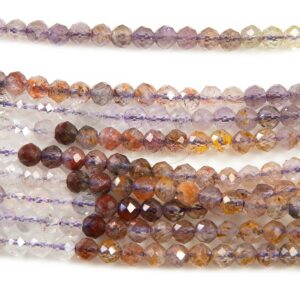 Super Seven faceted rounds multicolored 3 mm, 1 strand