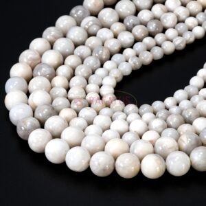 Agate Crazy Lace ball white 4 – 12 mm, 1 strand