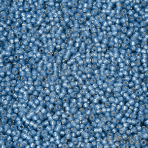Miyuki Rocailles 11-648 alabastro argentato tinto blu denim 9,9 g