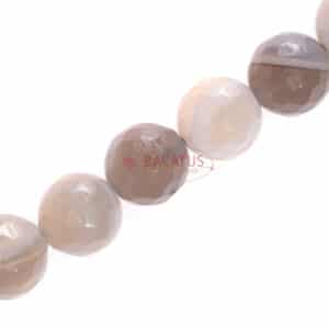 Stripe agate faceted rounds gray 6 – 10 mm, 1 strand