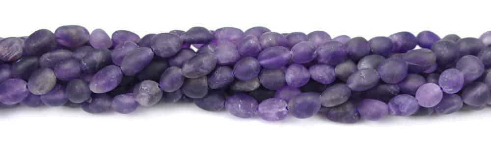 Pépites d’améthyste violet foncé mat 6 x 10 mm, 1 fil