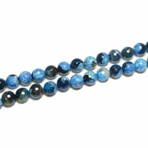 Agate plain round faceted blue black 6 – 12 mm, 1 strand