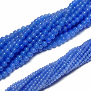 Agate plain round blue 2 – 3 mm, 1 strand