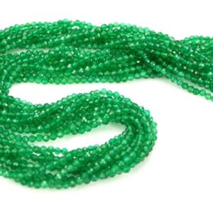 Agate plain round faceted green 2 mm, 1 strand