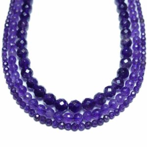 Amethyst plain round faceted purple 2 – 12 mm, 1 strand
