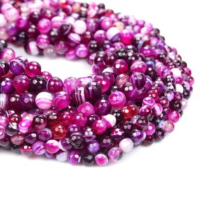 Band agate ball faceted pink pink 4-10 mm, 1 strand