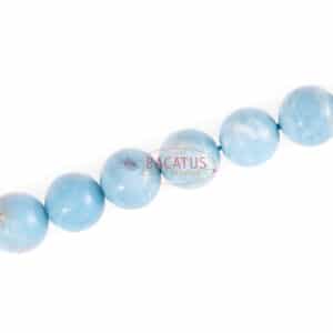 Sky jasper beads shiny blue white plain round , 1 strand