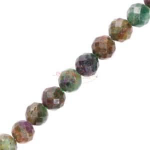 Brazil ruby zoisite plain round faceted approx. 4 mm, 1 strand