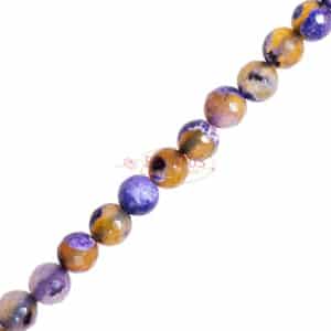 Agate plain round faceted purple yellow 10-12mm, 1 strand