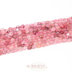 Pépites de quartz fraise env.6 x 8 mm, 1 fil