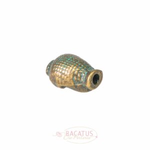 Metal bead Buddha 13x9mm patinated brass