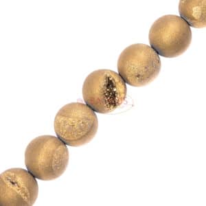Agate matte rounds druzy gold 6 – 16 mm, 1 strand