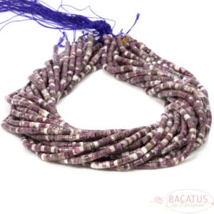 Perles Zoisite Heishi violet blanc environ 2x4mm, 1 fil