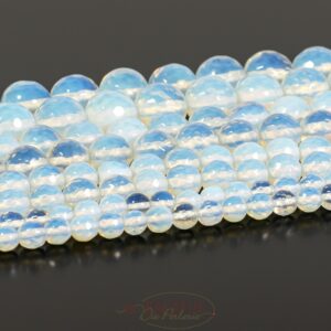 Opal faceted round white 3 – 16 mm, 1 strand