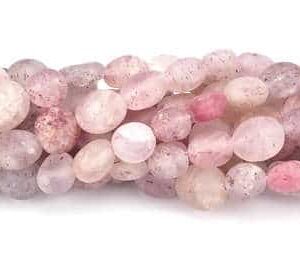 Strawberry quartz nuggets matt 8 x 9 mm, 1 strand
