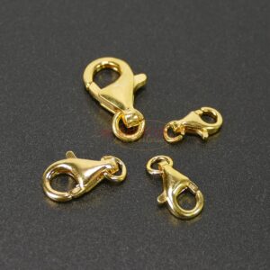Chiusura a moschettone anello aperto argento 925 * placcato oro * Ø 9 – 16 mm