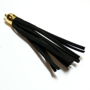 Velor tassel, black 80x8mm with a silver or gold-colored cap – gold