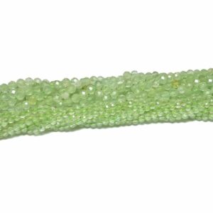 Prehnite round faceted 3 & 4 mm, 1 strand