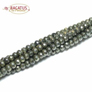 Pyrite rondelle faceted 2×3 & 4×6 mm, 1 strand