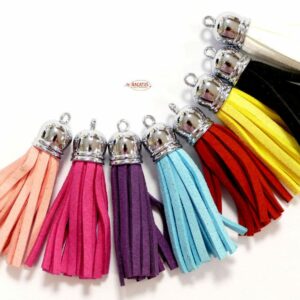 Velor tassel 60x10mm with silver cap
