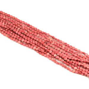 Rhodonite coins faceted approx. 5 mm, 1 strand