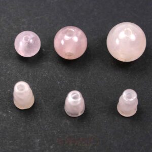 Guru Pearl quarzo rosa 8 – 12 mm, 2 parti. impostato