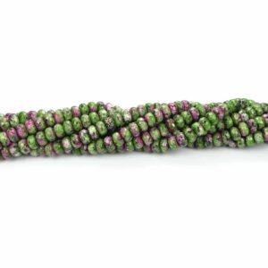 Ruby zoisite roundels glossy green purple 5 x 8 mm, 1 strand