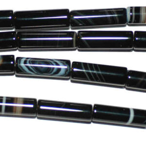 Tubes Sardonyx noirs 4 x 13 mm, 1 brin