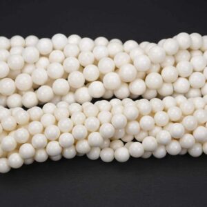 Boules de corail en mousse blanc 4 & 8 mm, 1 fil