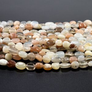 Sunstone & Moonstone Nuggets approx 4x8mm, 1 strand