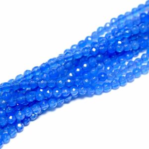 Agate plain round faceted blue 2 – 3 mm, 1 strand