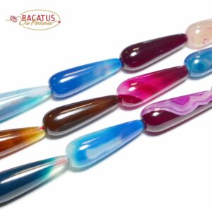 Agate drops multicolored 10 x 30 mm, 1 strand