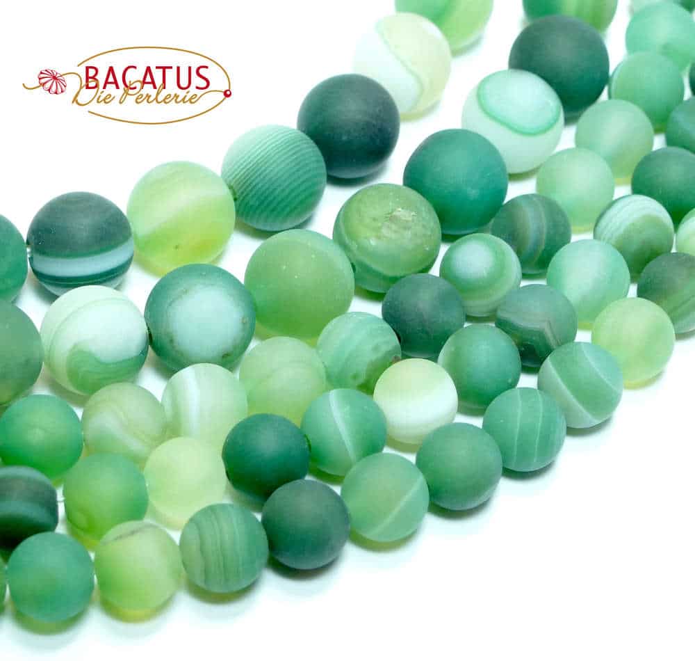 Bracelet TanTal Agate Verte - Perles d'Agate Verte naturelles sur une bande  de cuir