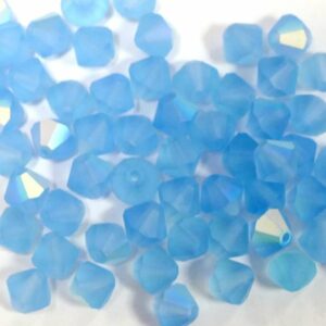 Perles de cristal Bicône PRECIOSA aqua AB mat 3-6 mm