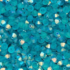 Perles de cristal Bicône PRECIOSA zircon bleu AB mat 3-6 mm