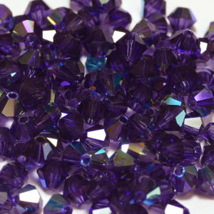 Crystal beads Bicone PRECIOSA deep tanzanite AB 4 + 6 mm